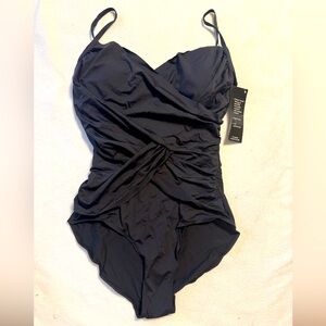 Jonsa New York Tummy Smoother Black One-Piece Swimsuit Size 8